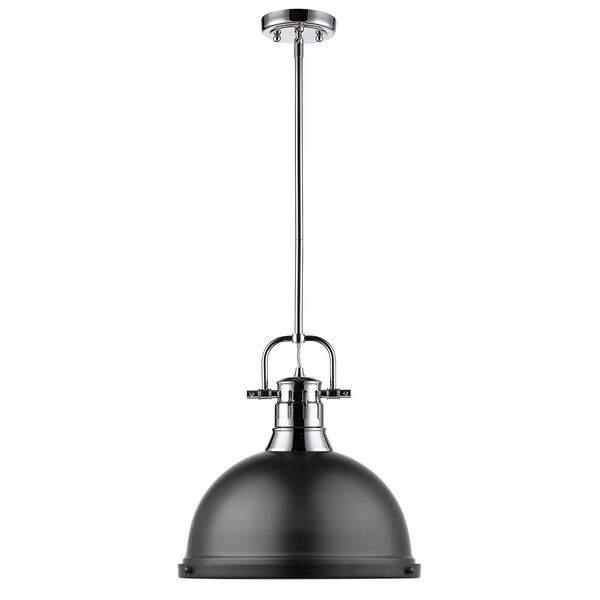 Duncan Chrome and Black 14-Inch One-Light Pendant, image 2
